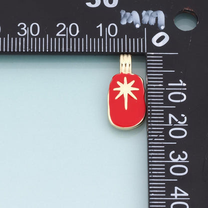18K Gold Filled Enamel Geometry Pendant,Sunburst Charm Bracelet Necklace for DIY Jewelry Making Supply
