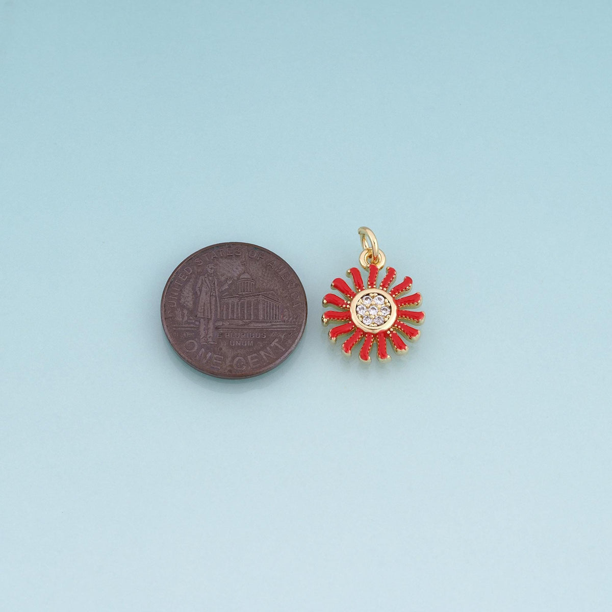18K Gold Filled Enamel Daisy Pendant,Flower Charm Bracelet Necklace for DIY Jewelry Making Supply