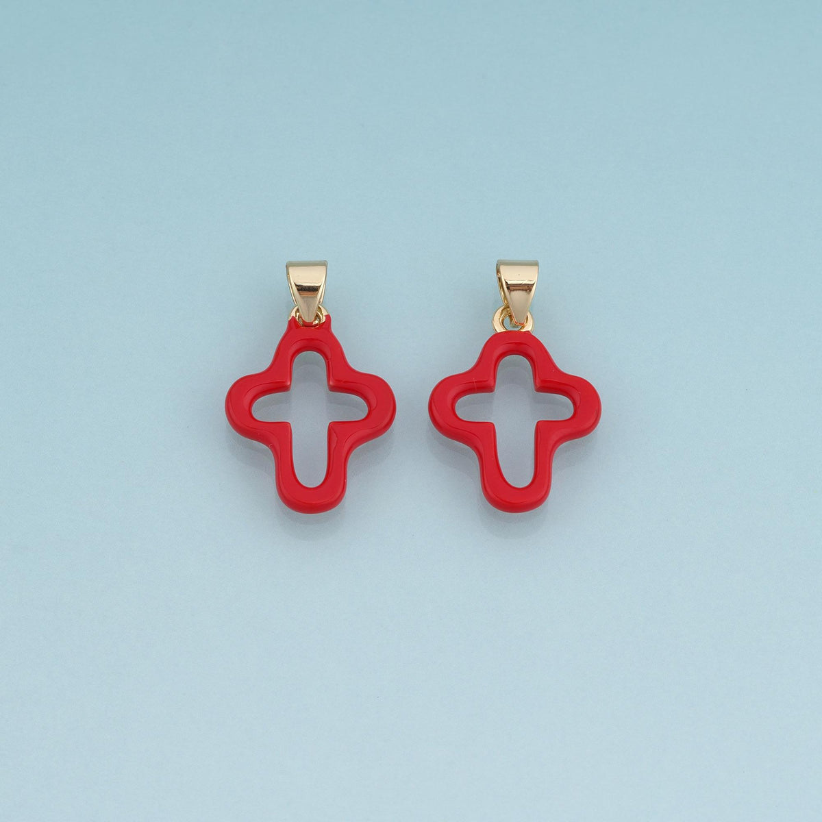 18K Gold Filled Enamel Cutout Cross Pendant,Minimalist Charm Bracelet Necklace for DIY Jewelry Making Supply