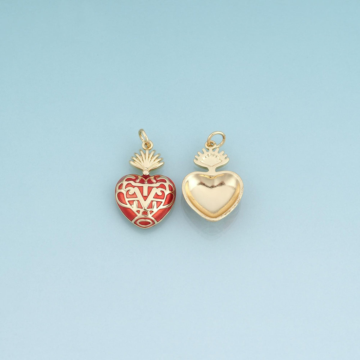 18K Gold Filled Enamel Sacred Heart Pendant,Exquisite Charm Bracelet Necklace for DIY Jewelry Making Supply
