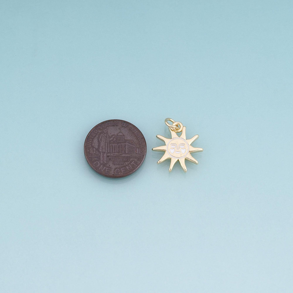 18K Gold Filled Enamel Sun Face Pendant,Exquisite Charm Bracelet Necklace for DIY Jewelry Making Supply