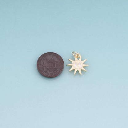 18K Gold Filled Enamel Sun Face Pendant,Exquisite Charm Bracelet Necklace for DIY Jewelry Making Supply