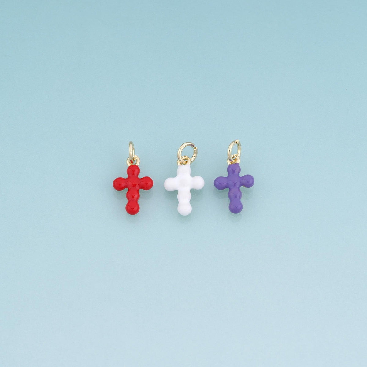 18K Gold Filled Enamel Cross Pendant,Exquisite Charm Bracelet Necklace for DIY Jewelry Making Supply