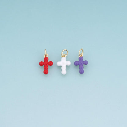 18K Gold Filled Enamel Cross Pendant,Exquisite Charm Bracelet Necklace for DIY Jewelry Making Supply