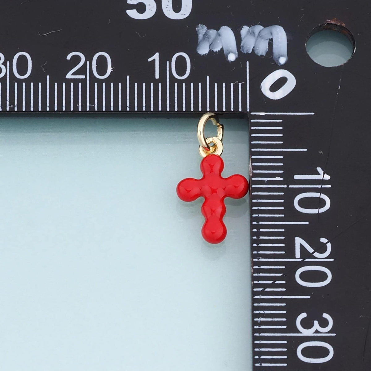 18K Gold Filled Enamel Cross Pendant,Exquisite Charm Bracelet Necklace for DIY Jewelry Making Supply