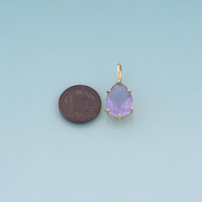 18K Gold Filled Teardrop Gemstone Pendant, Colorful Crystal Drop Charm Bracelet Necklace for DIY Jewelry Making Supply
