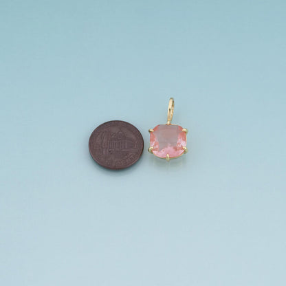18K Gold Filled Square Gemstone Pendant, Colorful Gem Charm Bracelet Necklace for DIY Jewelry Making Supply