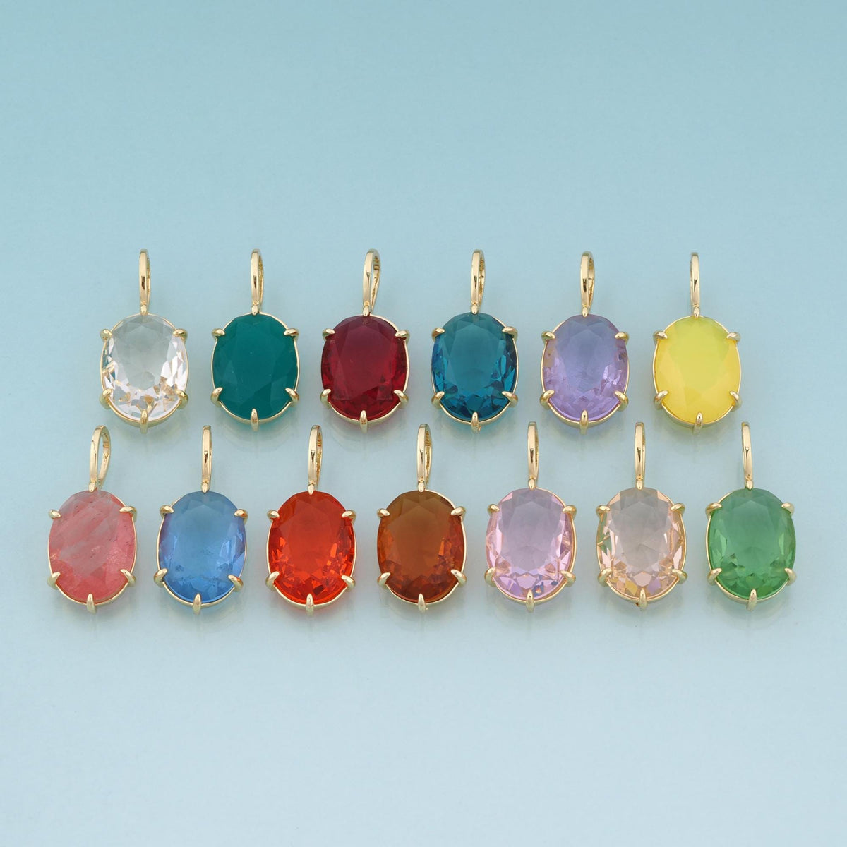 18K Gold Filled Oval Charm Pendant for Jewelry Making