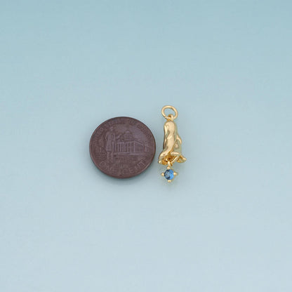 18K Gold Filled CZ Lily of the Valley Pendant,Flower Charm Bracelet Necklace for DIY Jewelry Making Supply