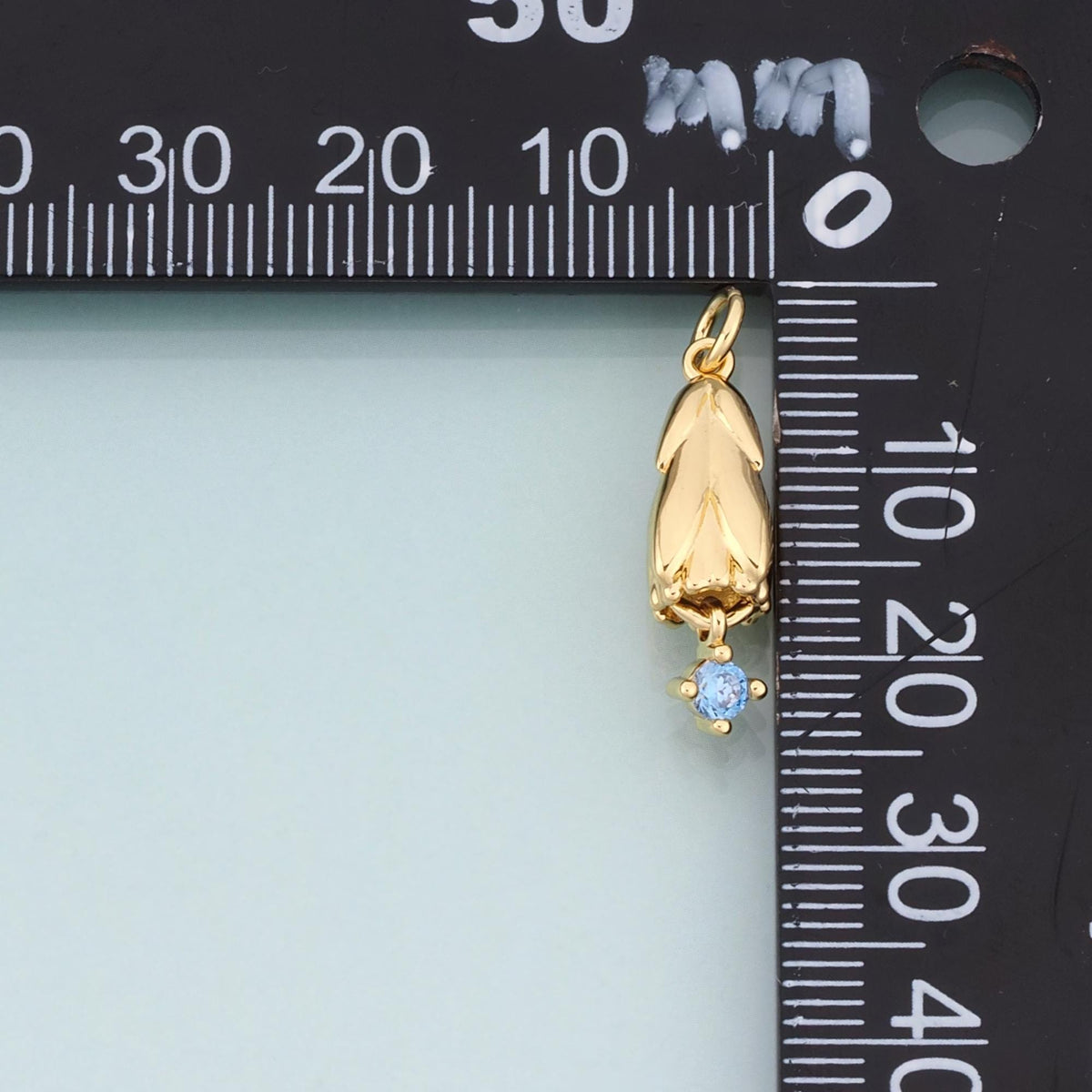 18K Gold Filled CZ Lily of the Valley Pendant,Flower Charm Bracelet Necklace for DIY Jewelry Making Supply