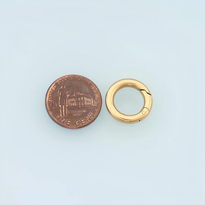 Round Spring Carabiner Clasp,14K Gold Stainless Steel Jewelry Closure,Waterproof Connector for DIY Necklace Bracelet Making