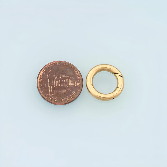 Round Spring Carabiner Clasp,14K Gold Stainless Steel Jewelry Closure,Waterproof Connector for DIY Necklace Bracelet Making
