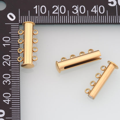 Multi-strand Tubular Buckle Clasp,14K Gold Stainless Steel Clasp,Waterproof Clasp for DIY Necklace Bracelet Making