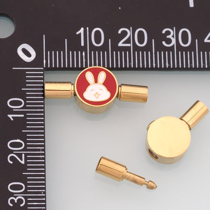 Enamel Rabbit Magnetic Bracelet Clasp Connector,14K Gold Stainless Steel Connector,Waterproof Connector for DIY Necklace Brac