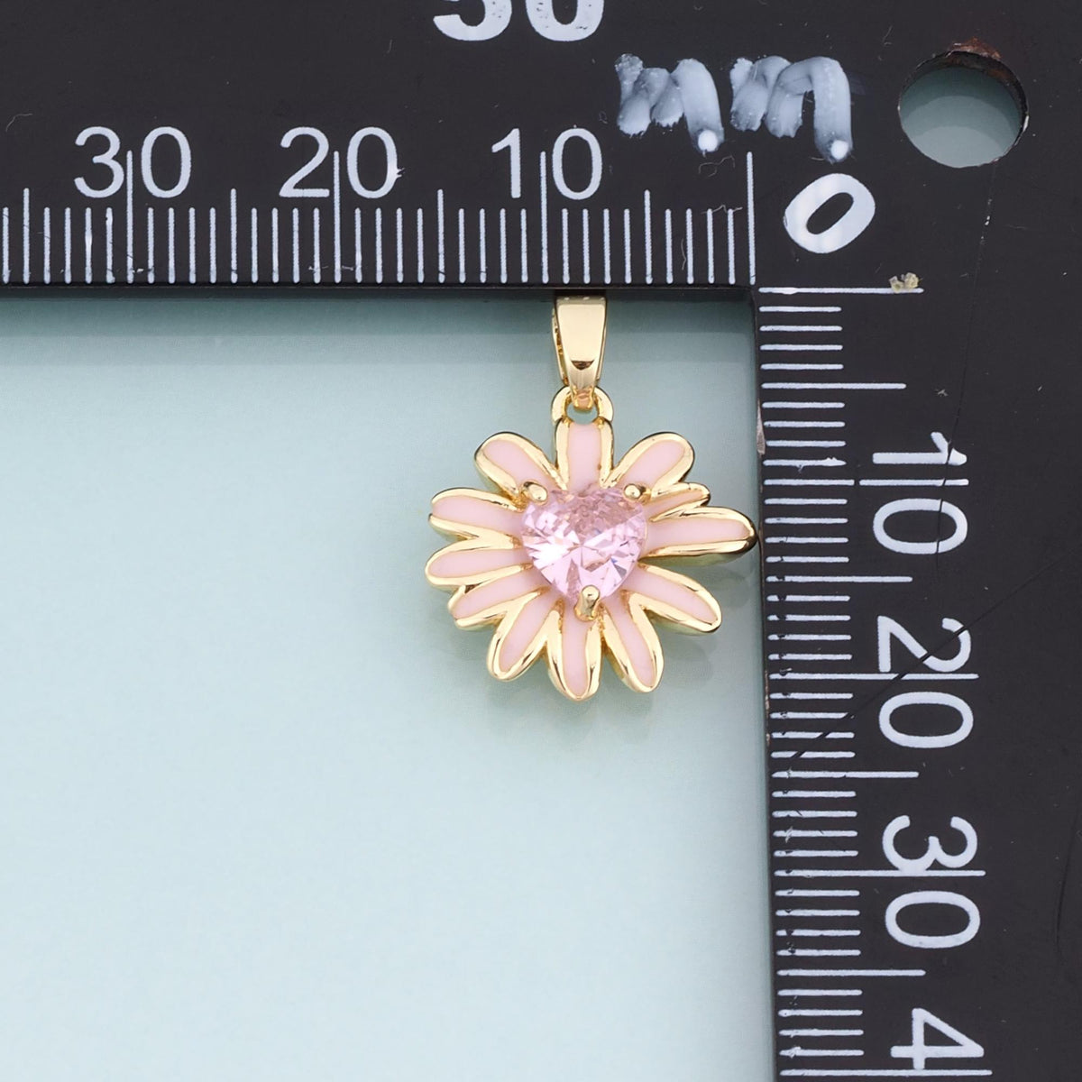 18K Gold Filled Crystal Flower Charm Pendant for Jewelry Making