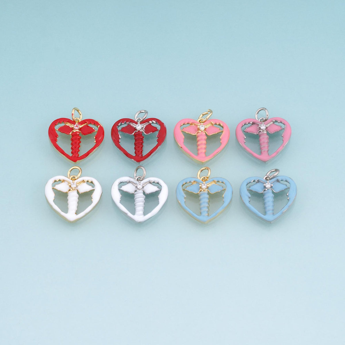 18K Gold Filled Enamel Cutout Heart Pendant,Heart Charm Bracelet Necklace for DIY Jewelry Making Supply