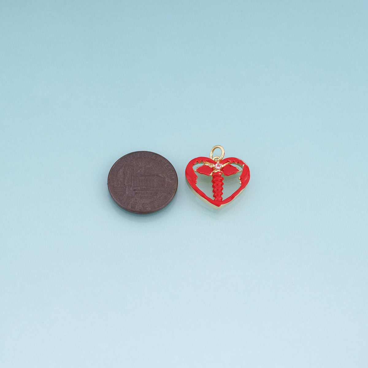 18K Gold Filled Enamel Cutout Heart Pendant,Heart Charm Bracelet Necklace for DIY Jewelry Making Supply