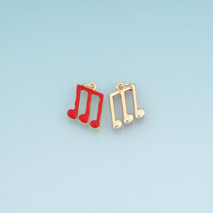 18K Gold Filled Enamel Note Pendant,Musical Score Bracelet Necklace for DIY Jewelry Making Supply