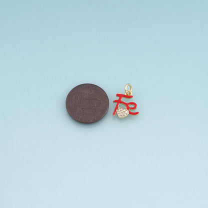 18K Gold Filled Enamel Letter Fe Pendant,Heart Charm Bracelet Necklace for DIY Jewelry Making Supply