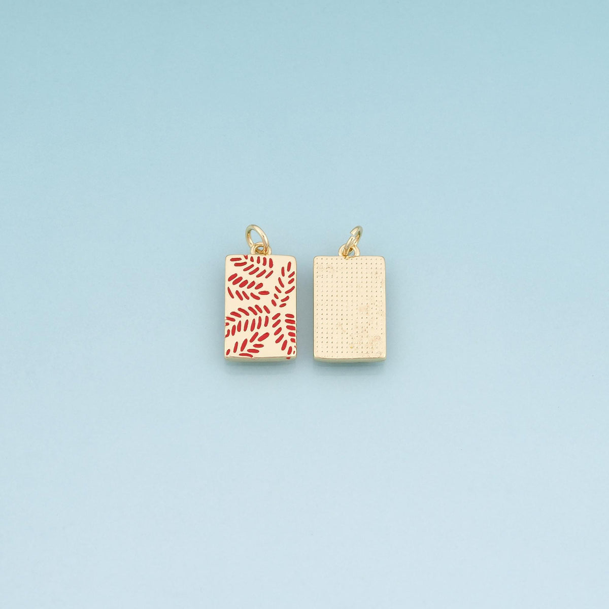 18K Gold Filled Enamel Rectangle Pendant,Leaf Charm Bracelet Necklace for DIY Jewelry Making Supply