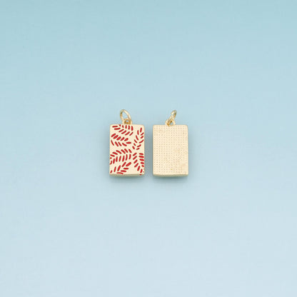 18K Gold Filled Enamel Rectangle Pendant,Leaf Charm Bracelet Necklace for DIY Jewelry Making Supply