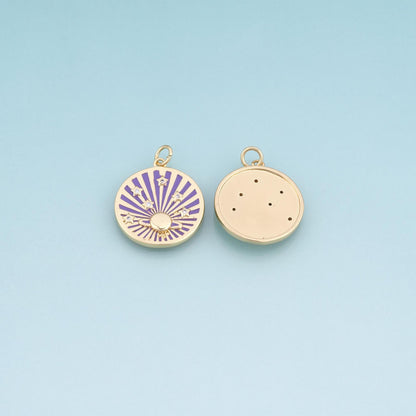 18K Gold Filled Enamel Erupt Pendant,Celestial Charm Bracelet Necklace for DIY Jewelry Making Supply