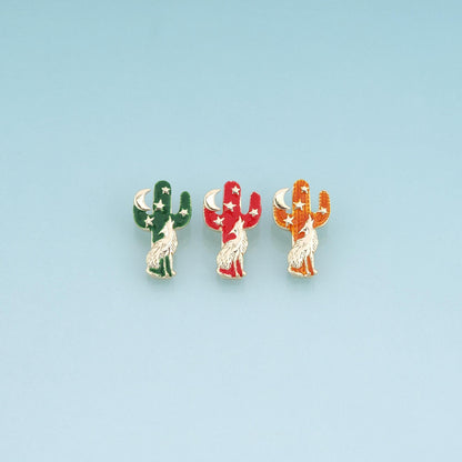 18K Gold Filled Enamel Cactus Pendant, Desert Animal Charm Bracelet Necklace for DIY Jewelry Making Supply