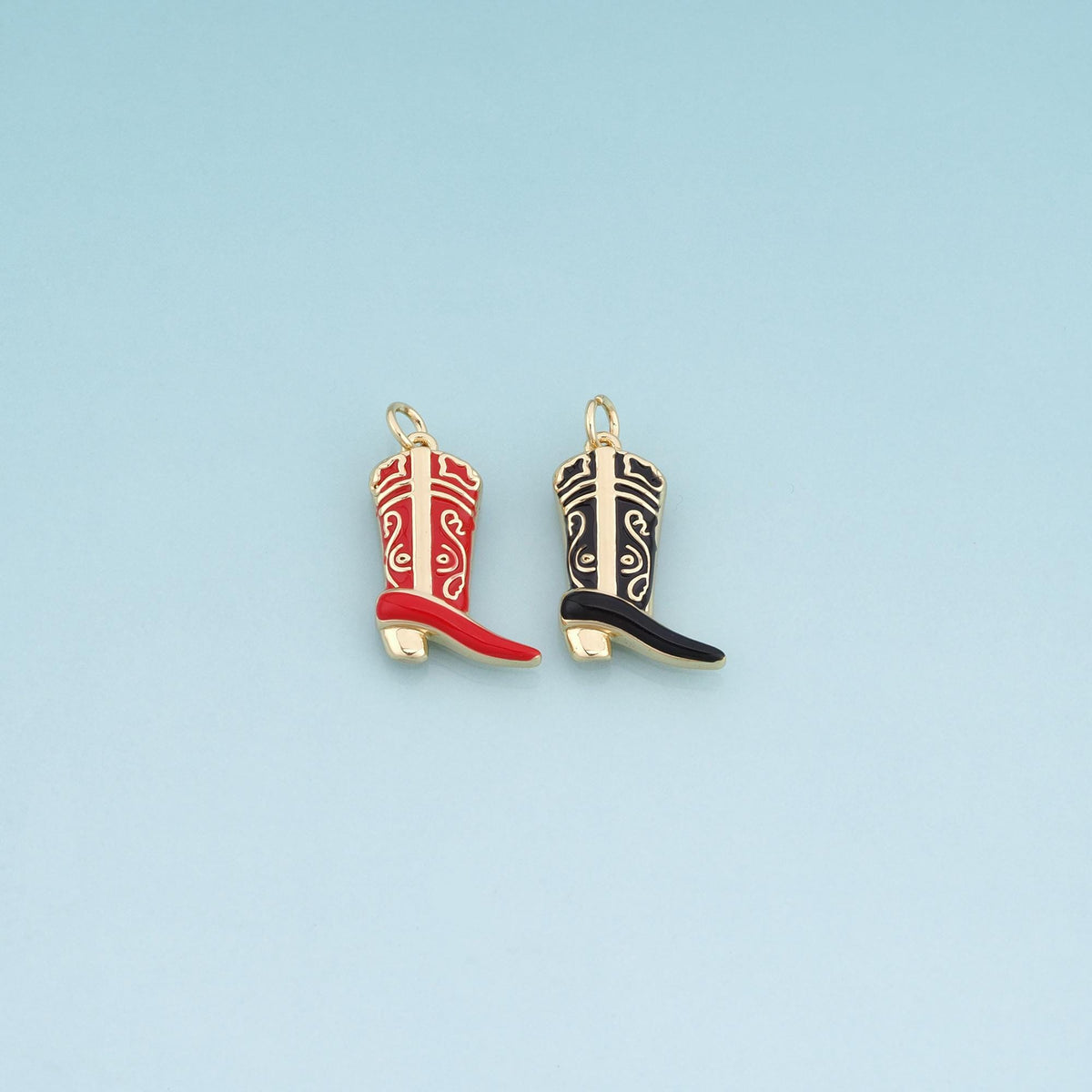 18K Gold Filled Enamel Boots Pendant,Western Style Charm Bracelet Necklace for DIY Jewelry Making Supply