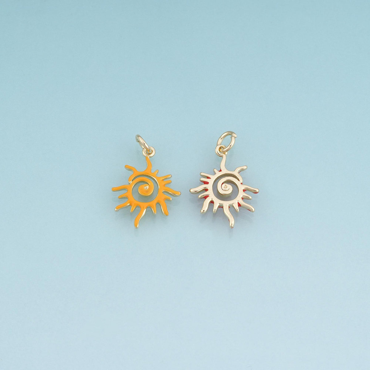 18K Gold Filled Enamel Sun Swirl Pendant,Celestial Charm Bracelet Necklace for DIY Jewelry Making Supply