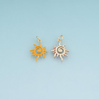 18K Gold Filled Enamel Sun Swirl Pendant,Celestial Charm Bracelet Necklace for DIY Jewelry Making Supply