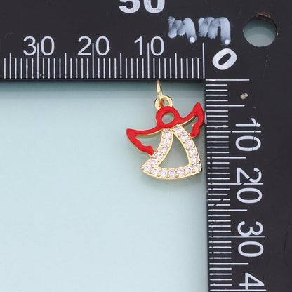 18K Gold Filled Enamel Angel Wing Pendant,Angel Charm Bracelet Necklace for DIY Jewelry Making Supply