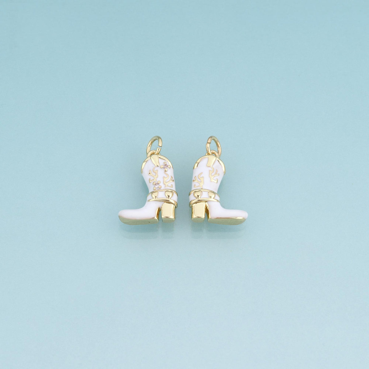 18K Gold Filled Enamel Cowboy Boots Pendant,Vintage Western Charm Bracelet Necklace for DIY Jewelry Making Supply