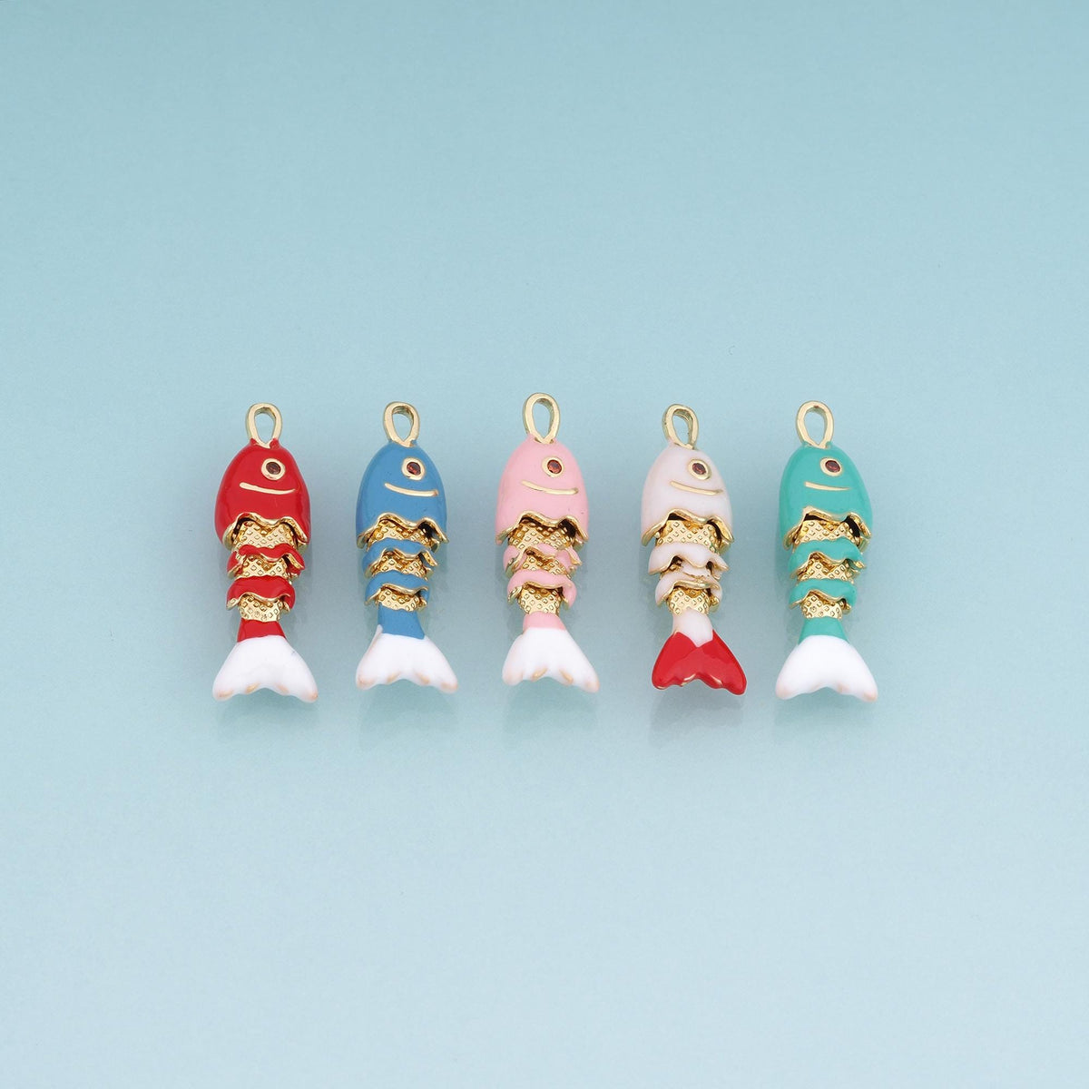 18K Gold Filled Enamel Fish Charm Pendant for Jewelry Making