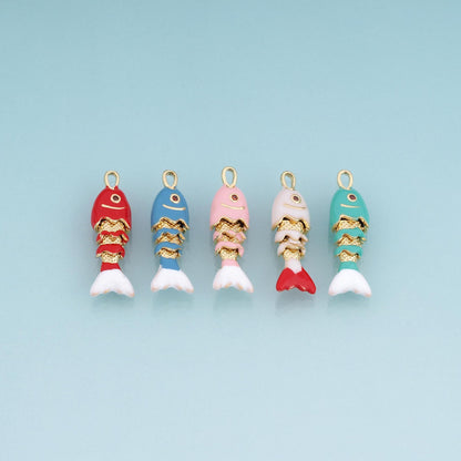 18K Gold Filled Enamel Fish Charm Pendant for Jewelry Making