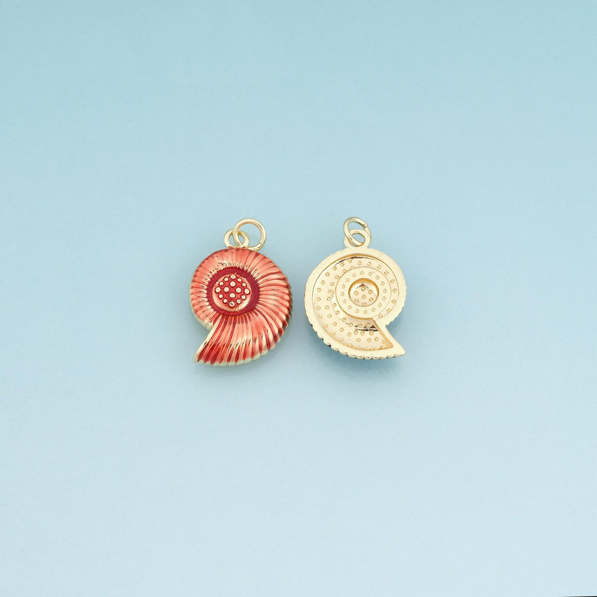 18K Gold Filled Enamel Nautilus Pendant,Ocean Beach Charm Bracelet Necklace for DIY Jewelry Making Supply