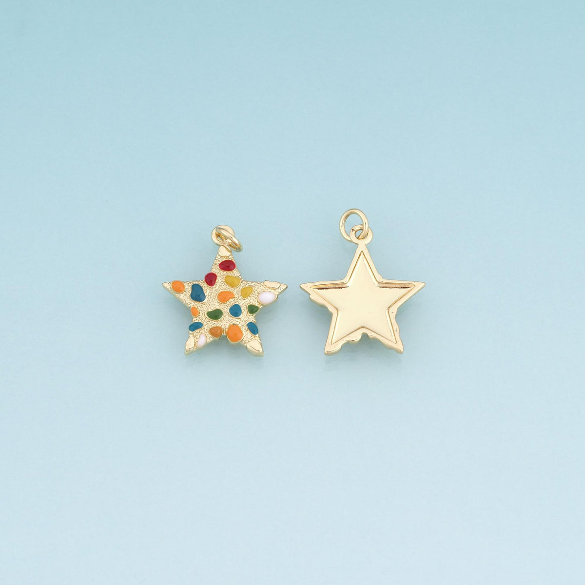 18K Gold Filled Enamel Starfish Pendant,Ocean Beach Charm Bracelet Necklace for DIY Jewelry Making Supply