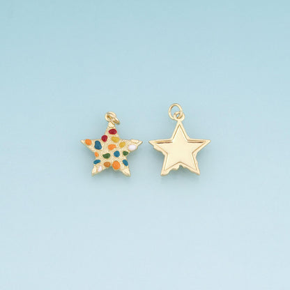 18K Gold Filled Enamel Starfish Pendant,Ocean Beach Charm Bracelet Necklace for DIY Jewelry Making Supply