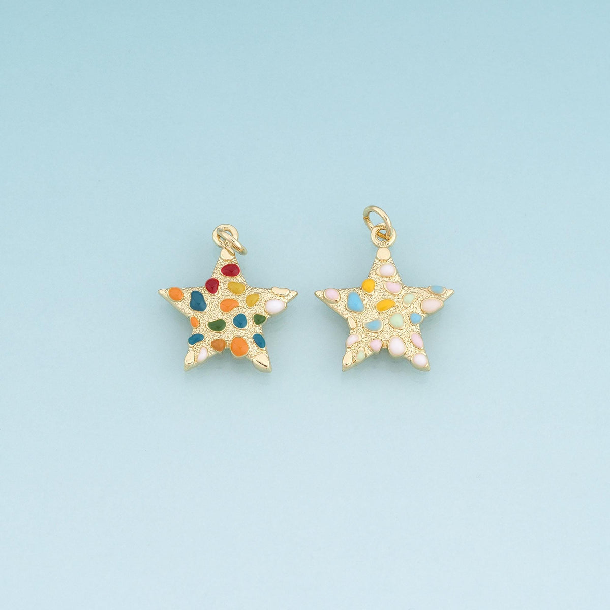18K Gold Filled Enamel Starfish Pendant,Ocean Beach Charm Bracelet Necklace for DIY Jewelry Making Supply