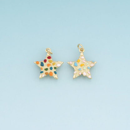 18K Gold Filled Enamel Starfish Pendant,Ocean Beach Charm Bracelet Necklace for DIY Jewelry Making Supply