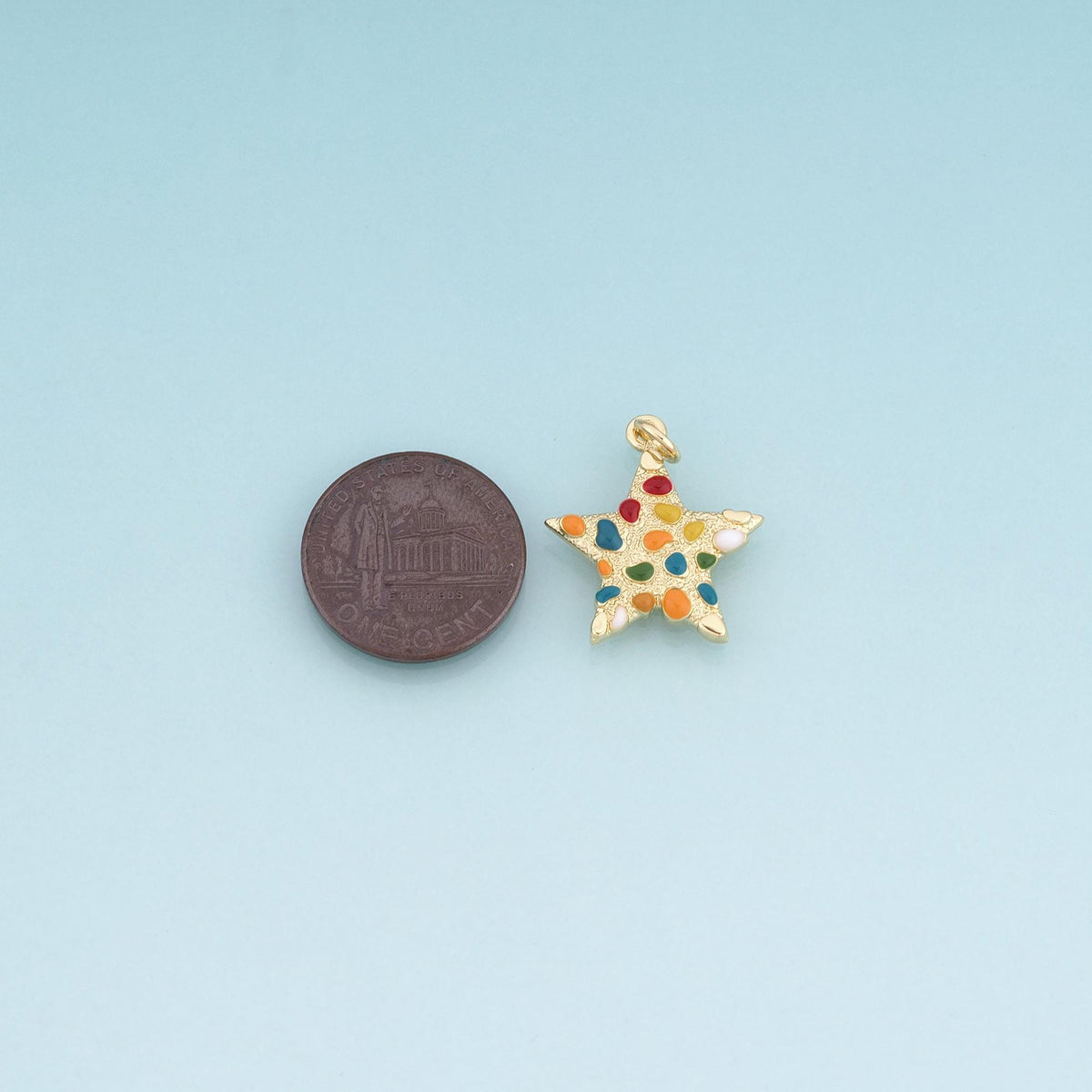 18K Gold Filled Enamel Starfish Pendant,Ocean Beach Charm Bracelet Necklace for DIY Jewelry Making Supply