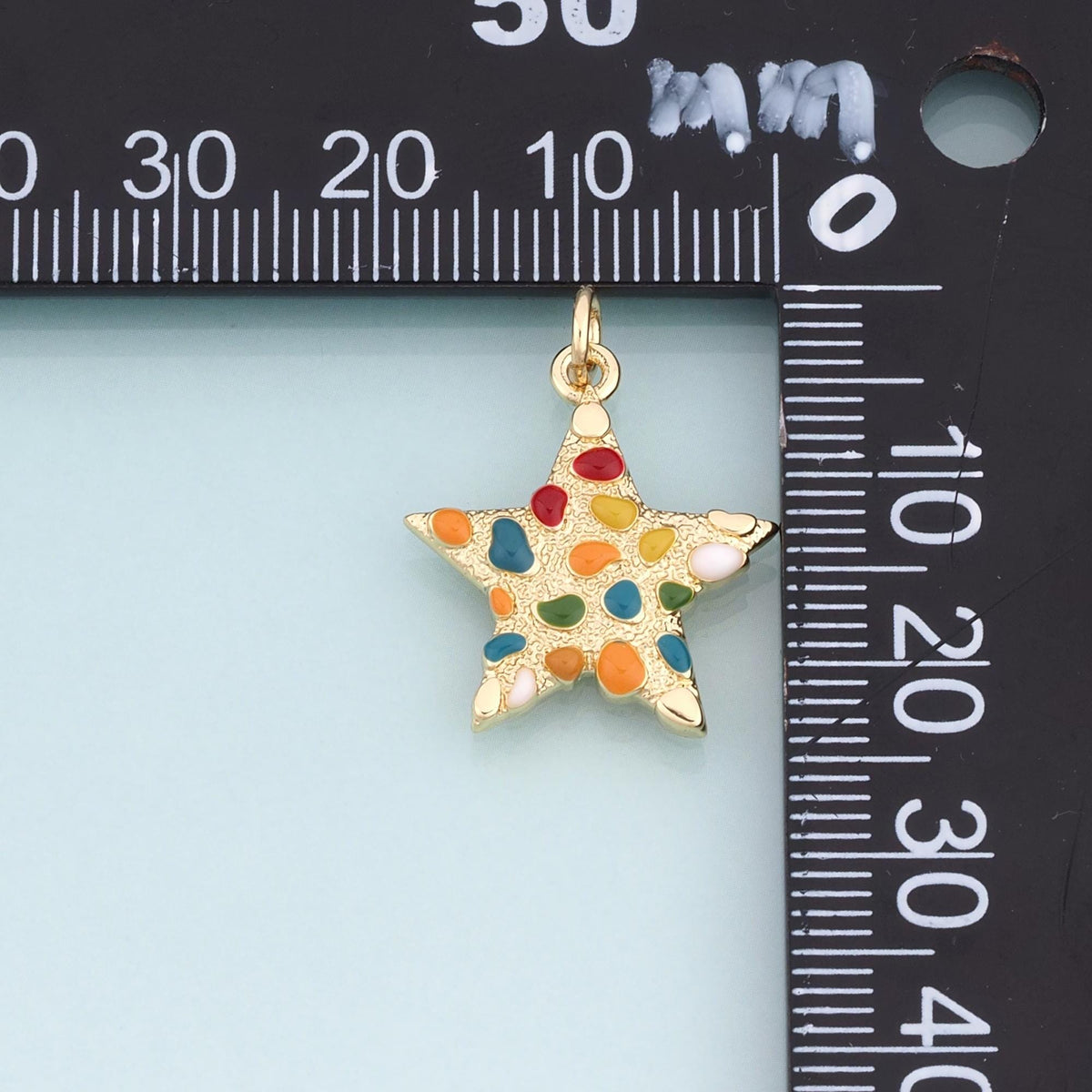 18K Gold Filled Enamel Starfish Pendant,Ocean Beach Charm Bracelet Necklace for DIY Jewelry Making Supply
