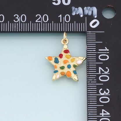 18K Gold Filled Enamel Starfish Pendant,Ocean Beach Charm Bracelet Necklace for DIY Jewelry Making Supply