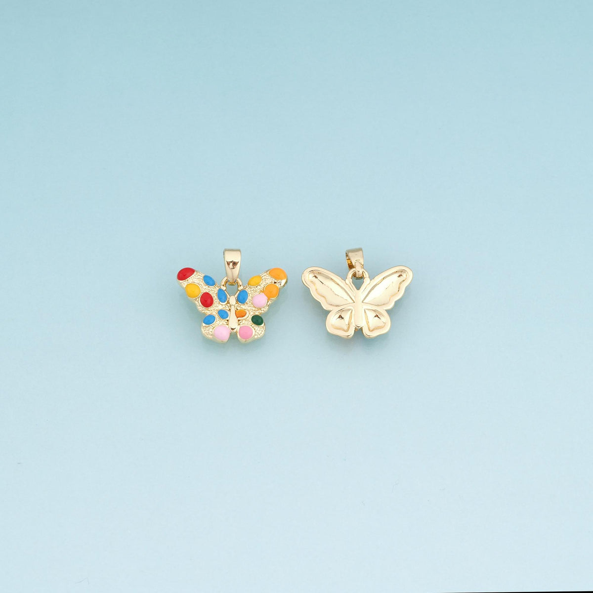 18K Gold Filled Enamel Butterfly Pendant,Exquisite Charm Bracelet Necklace for DIY Jewelry Making Supply