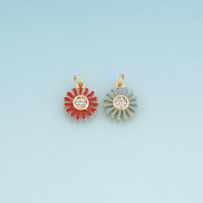 18K Gold Filled Enamel Daisy Pendant,Flower Charm Bracelet Necklace for DIY Jewelry Making Supply
