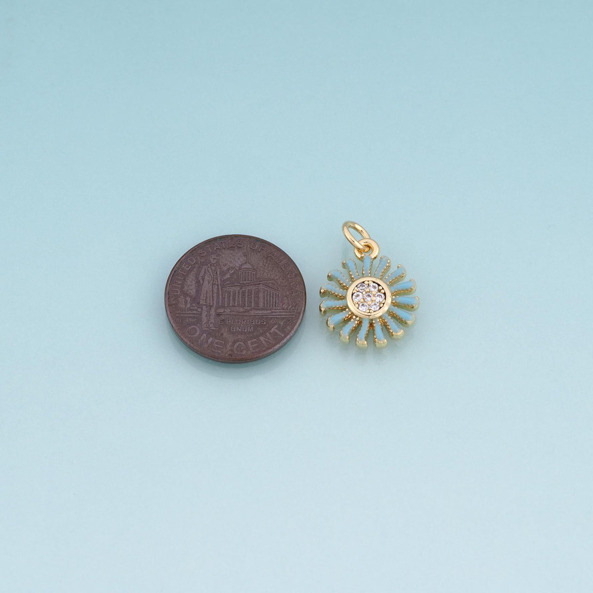18K Gold Filled Enamel Daisy Pendant,Flower Charm Bracelet Necklace for DIY Jewelry Making Supply