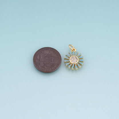 18K Gold Filled Enamel Daisy Pendant,Flower Charm Bracelet Necklace for DIY Jewelry Making Supply