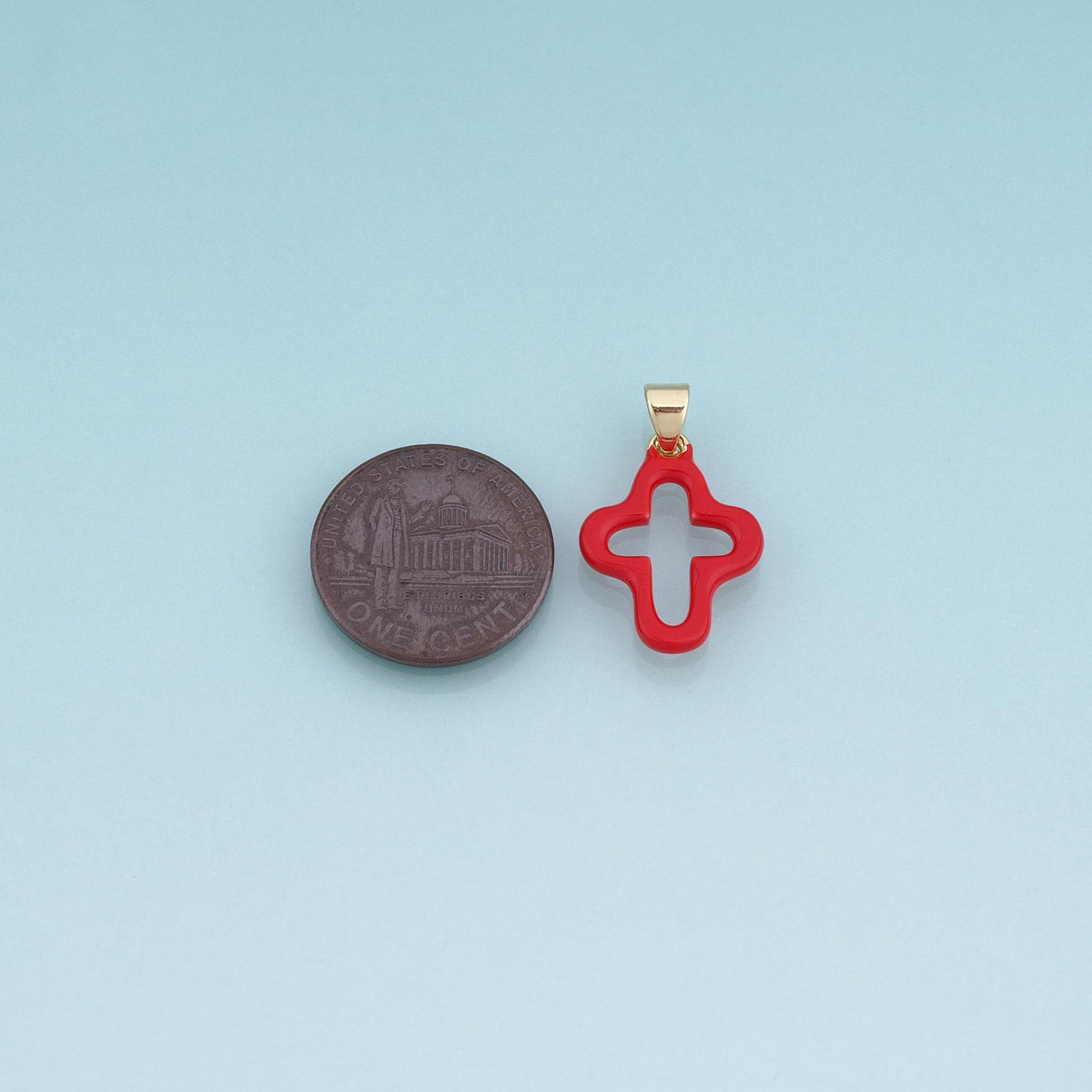 18K Gold Filled Enamel Cutout Cross Pendant,Minimalist Charm Bracelet Necklace for DIY Jewelry Making Supply