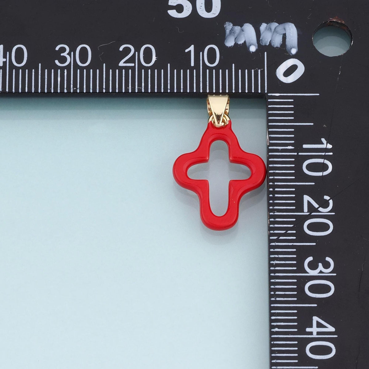18K Gold Filled Enamel Cutout Cross Pendant,Minimalist Charm Bracelet Necklace for DIY Jewelry Making Supply