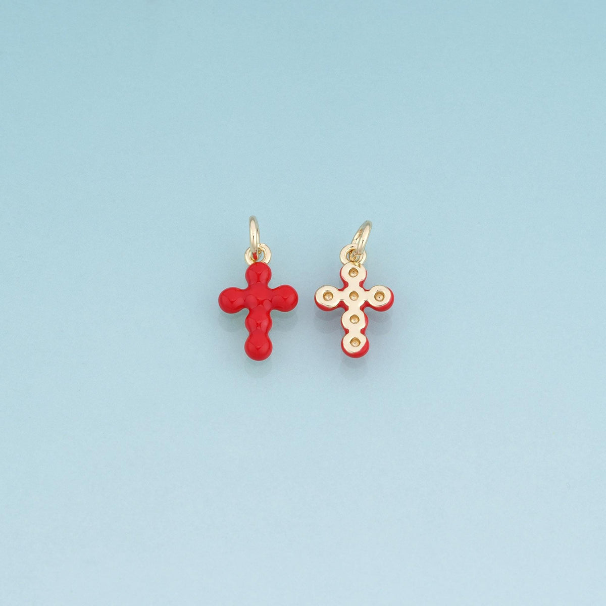 18K Gold Filled Enamel Cross Pendant,Exquisite Charm Bracelet Necklace for DIY Jewelry Making Supply