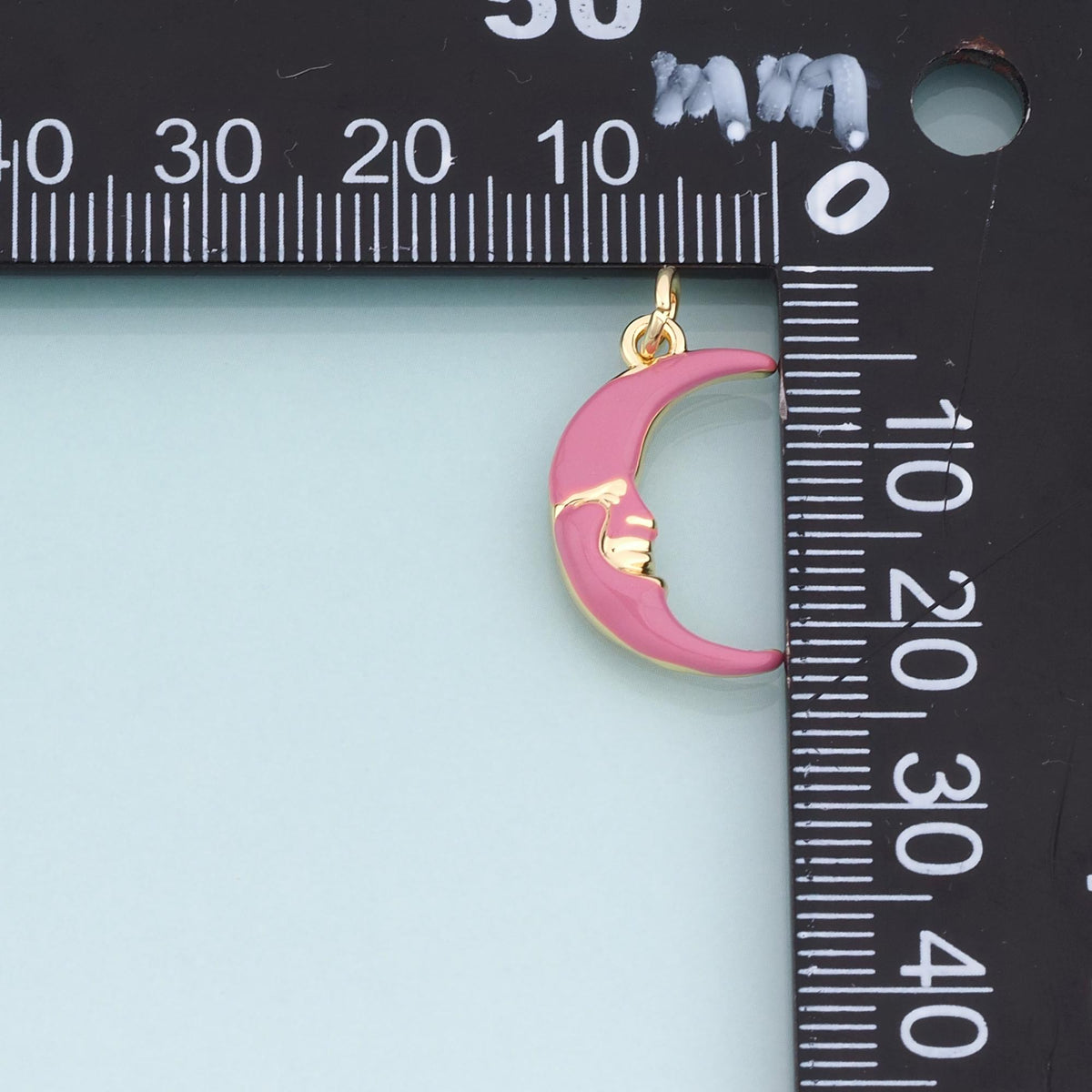 18K Gold Filled Enamel Moon Face Pendant,Crescent Charm Bracelet Necklace for DIY Jewelry Making Supply
